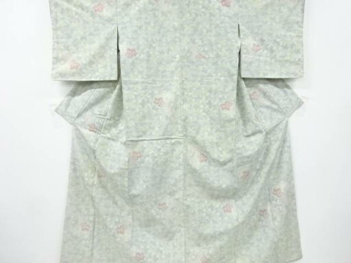 葉模様織り出し手織り紬着物【アンティーク】【中古】【着】 宗sou 葉模様織り出し手織り紬着物【アンティーク】【中古】【着】 宗sou