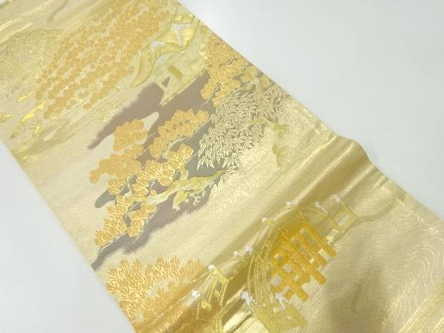屋敷風景模様織出し袋帯【中古】【着】 宗sou