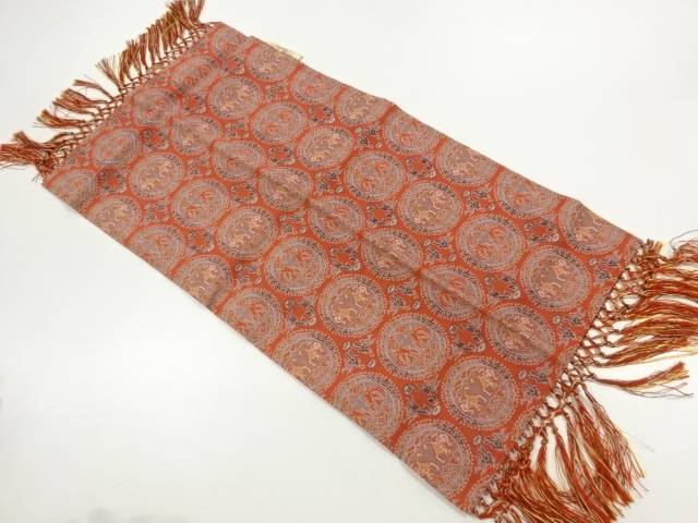 円文白虎朱雀錦織出し卓布【中古】【着】 宗sou