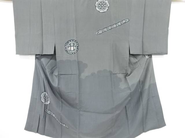絞り横笛に華紋模様男物長襦袢【アンティーク】【中古】【着】 宗sou