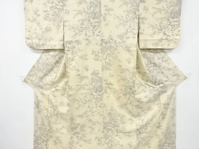 生紬枝花模様着物【アンティーク】【中古】【着】 宗sou