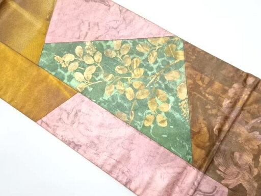 切りばめ 金彩 牡丹に鳳凰模様袋帯(材料)【アンティーク】【中古】【着】 宗sou 切りばめ 金彩 牡丹に鳳凰模様袋帯(材料)【アンティーク】【中古】【着】 宗sou