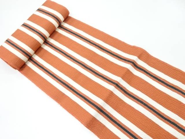 縞模様織出し帯地反物【アンティーク】【中古】【着】 宗sou