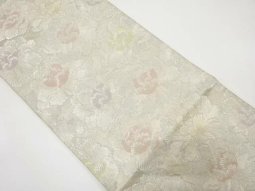 服部織物製 牡丹模様織り出し 袋帯【中古】【着】 宗sou 服部織物製 牡丹模様織り出し 袋帯【中古】【着】 宗sou