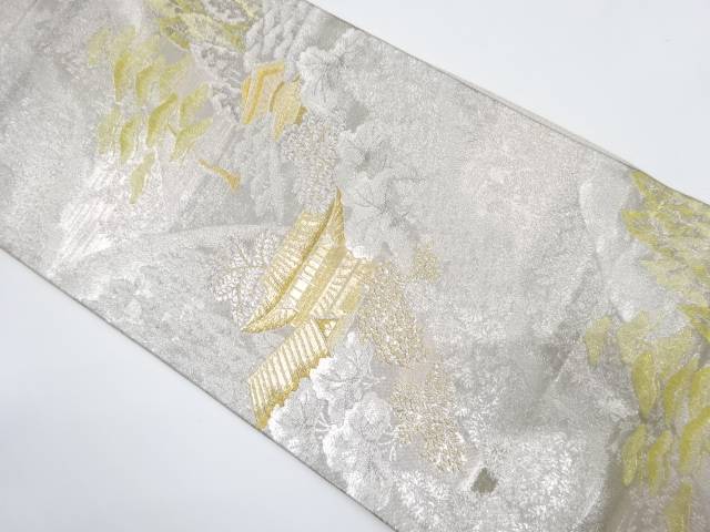 佐賀錦 京風景模様織り出し袋帯(材料)【アンティーク】【中古】【着】 宗sou