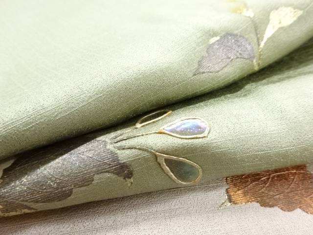 箔置き螺鈿椿模様一つ紋訪問着【中古】【着】 宗sou