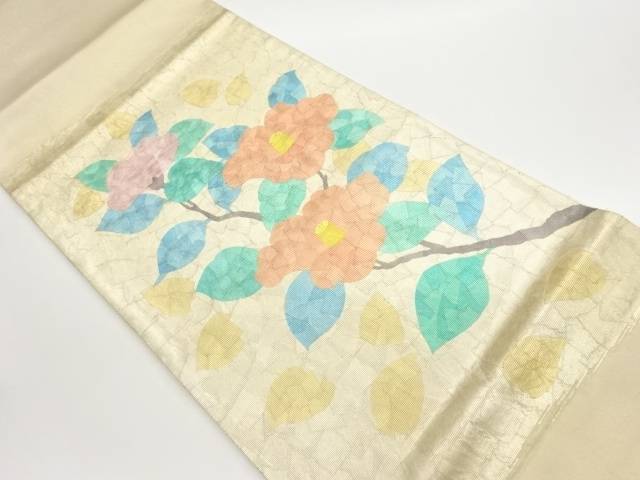 金彩椿模様袋帯【中古】【着】 宗sou