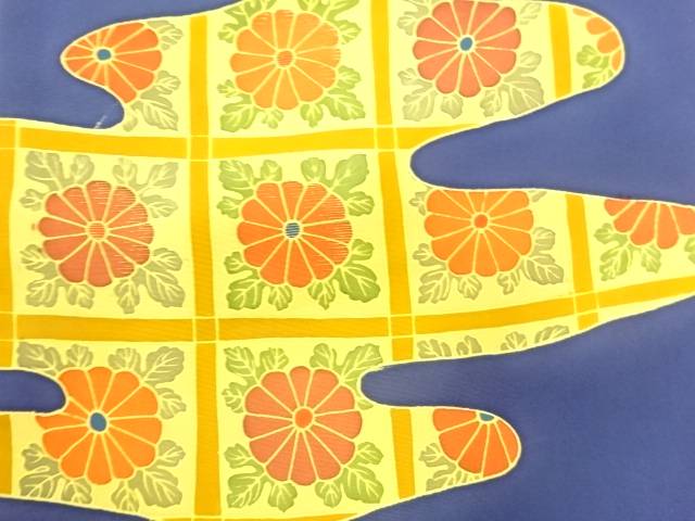 塩瀬ヱ霞に花模様刺繍名古屋帯【アンティーク】【中古】【着】 宗sou