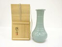加藤渓山吹造 砧青磁 竹の子 花生【中古】【道】 宗sou