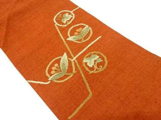 未使用品 手織り紬 丸に蔦の葉・花模様 名古屋帯【着】 宗sou 未使用品 手織り紬 丸に蔦の葉・花模様 名古屋帯【着】 宗sou
