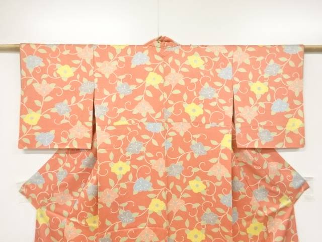 枝椿模様小紋着物【中古】【着】 宗sou