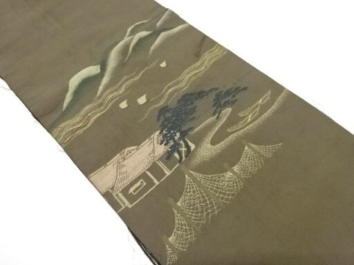 海辺風景模様織り出し昼夜帯(材料)【アンティーク】【中古】【着】 宗sou 海辺風景模様織り出し昼夜帯(材料)【アンティーク】【中古】【着】 宗sou