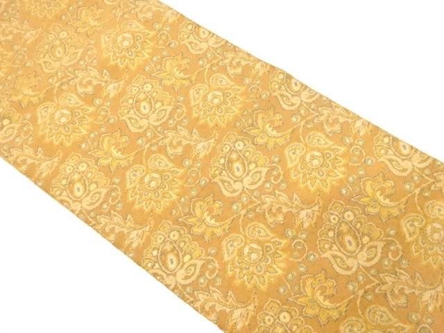 唐花模様織り出し　全通袋帯（材料）【アンティーク】【中古】【着】 宗sou