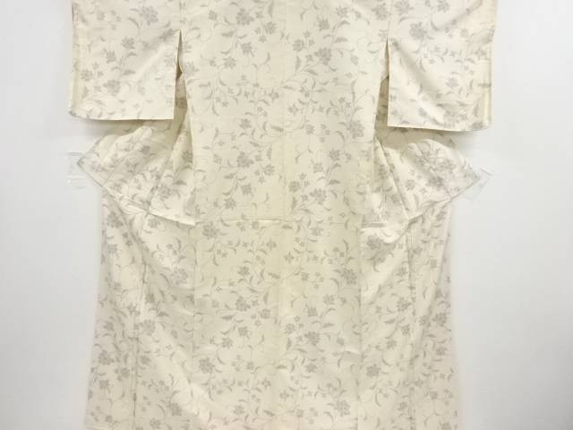 花唐草模様織出し手織り紬着物【アンティーク】【中古】【着】 宗sou