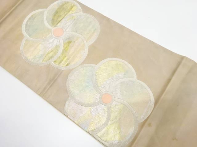 捻じり梅模様織り出し袋帯（材料）【アンティーク】【中古】【着】 宗sou
