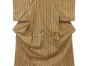 縞模様織り出し手織り紬着物【アンティーク】【中古】【着】 宗sou【Pnt】