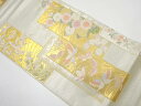 短冊に蝶・草花模様織り出し 袋帯【中古】【着】 宗sou