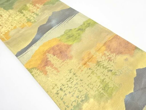 遠山に樹木模様織り出し袋帯(材料)【アンティーク】【中古】【着】 宗sou 遠山に樹木模様織り出し袋帯(材料)【アンティーク】【中古】【着】 宗sou