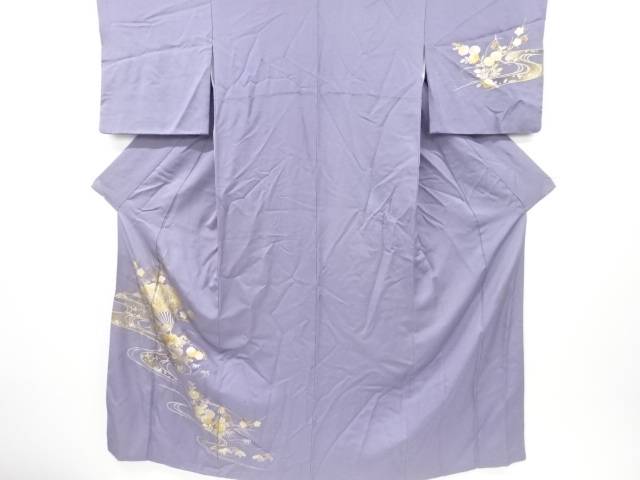 和田光正作 箔置き 流水に扇草花模様訪問着【リサイクル】【中古】【着】 宗sou