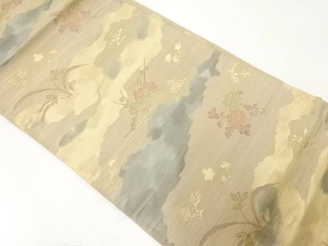 霞に枝梅模様織出し袋帯【リサイクル】【中古】【着】 宗sou