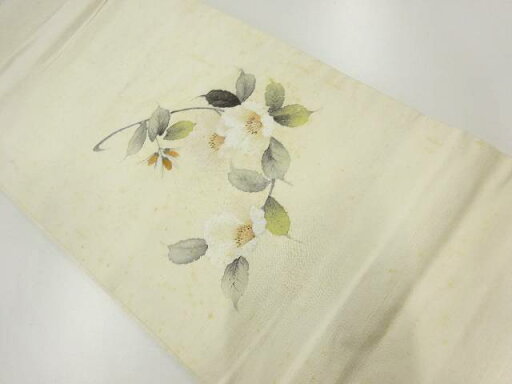 手織り紬手描き桜模様開き名古屋帯(額縁仕立て)【アンティーク】【中古】【着】 宗sou 手織り紬手描き桜模様開き名古屋帯(額縁仕立て)【アンティーク】【中古】【着】 宗sou