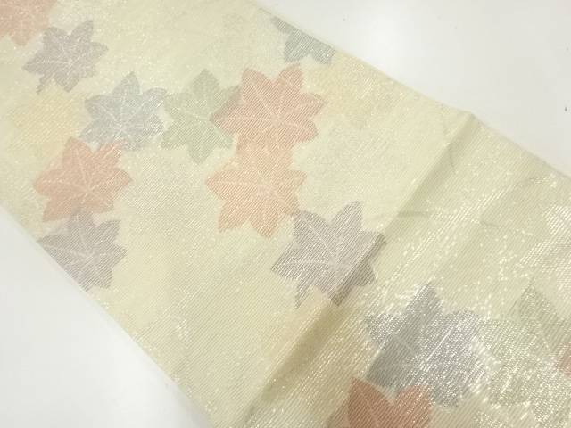 絽楓模様織出し袋帯(材料)【アンティーク】【中古】【着】 宗sou