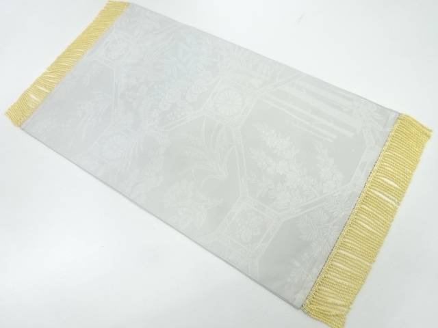 鳳凰に草花模様織出し卓布【リサイクル】【中古】【着】 宗sou(4)