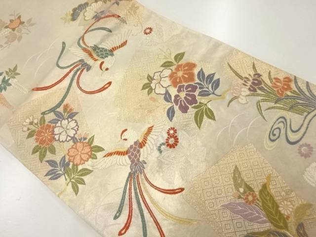 花鳥模様織出し袋帯【リサイクル】【中古】【着】 宗sou