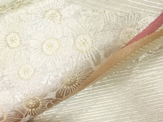 紐に花々模様織出し袋帯【中古】【着】 宗sou