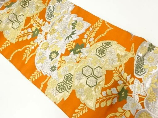 桐に菊笹模様織出し名古屋帯(着用可)【アンティーク】【中古】【着】 宗sou【Pnt】 桐に菊笹模様織出し名古屋帯(着用可)【アンティーク】【中古】【着】 宗sou【Pnt】