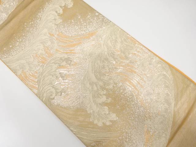 荒波模様織り出し袋帯(材料)【アンティーク】【中古】【着】 宗sou