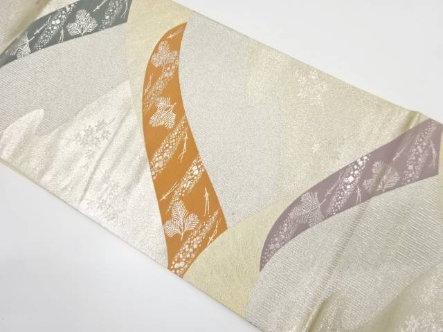 遠山に松模様織り出し袋帯（着用可）【アンティーク】【中古】【着】 宗sou