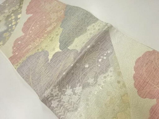 雲に秋草模様織出し袋帯【中古】【着】 宗sou 雲に秋草模様織出し袋帯【中古】【着】 宗sou