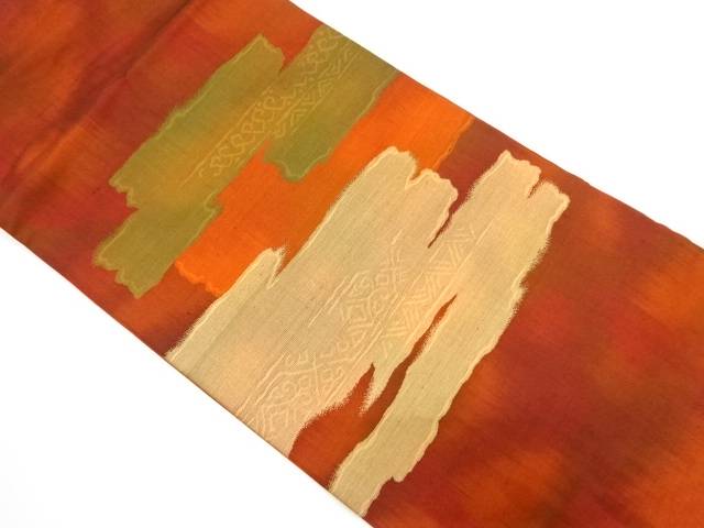 霞に抽象模様織り出し　名古屋帯【中古】【着】 宗sou