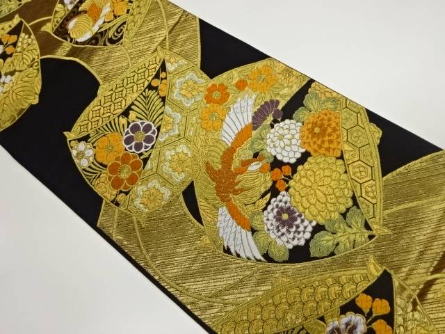 花鳥糸車文様織出し袋帯【中古】【着】 宗sou