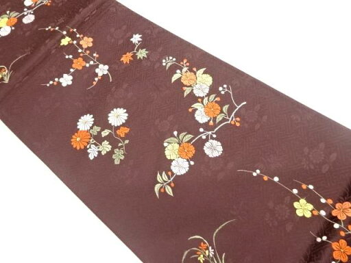 草花に紗綾形模様織出し袋帯【中古】【着】 宗sou 草花に紗綾形模様織出し袋帯【中古】【着】 宗sou