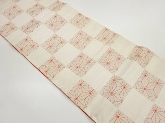 市松に麻の葉模様織出し袋帯【中古】【着】 宗sou
