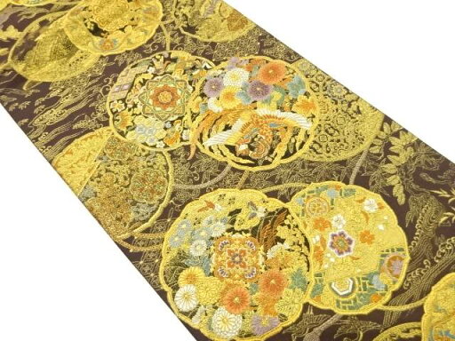 鏡裏に鳳凰・華紋織り出し 袋帯【中古】【着】 宗sou 鏡裏に鳳凰・華紋織り出し 袋帯【中古】【着】 宗sou