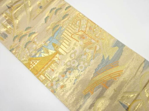 純金二重箔 深山清水織り出し 袋帯【中古】【着】 宗sou 純金二重箔 深山清水織り出し 袋帯【中古】【着】 宗sou
