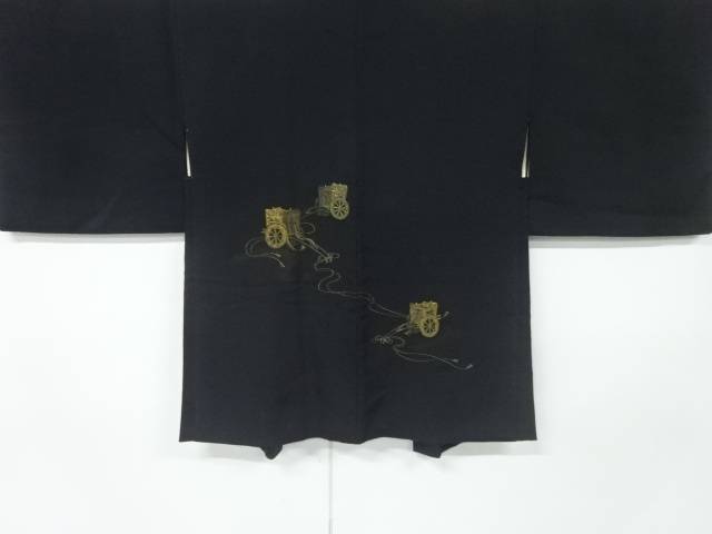 御所車模様織り出し絵羽織【中古】【着】 宗sou