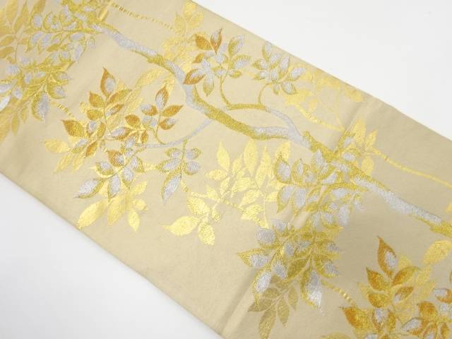 樹木模様織り出し袋帯（材料）【アンティーク】【中古】【着】 宗sou