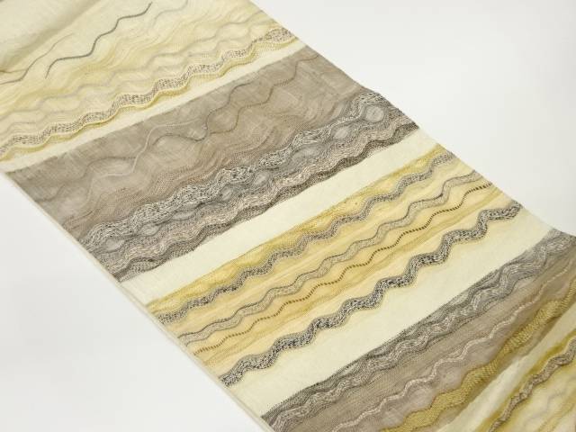 すくい織斜線によろけ縞模様織出し袋帯【中古】【着】 宗sou