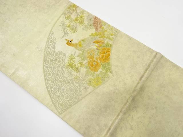 相良刺繍 地紙に花鳥模様袋帯(材料)【アンティーク】【中古】【着】 宗sou