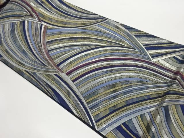 引箔曲線模様織出し袋帯【中古】【着】 宗sou(4)