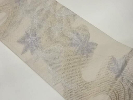 絽流水に草花模様織出し袋帯【中古】【着】 宗sou 絽流水に草花模様織出し袋帯【中古】【着】 宗sou
