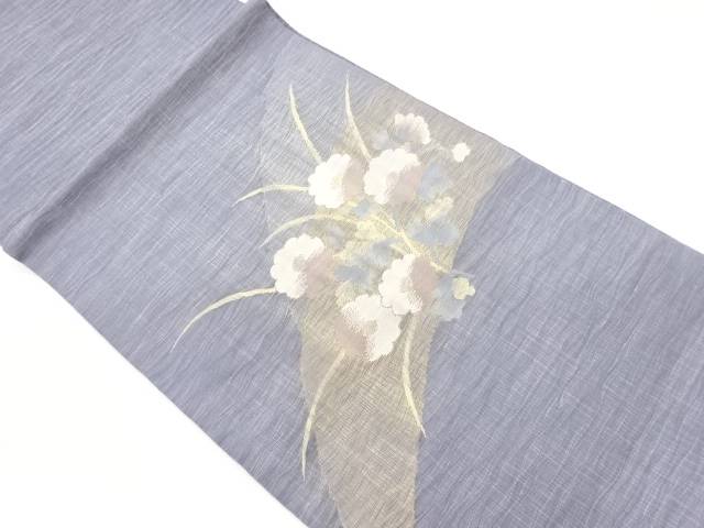 すくい織変わり草花模様織出し夏用袋帯【中古】【着】 宗sou