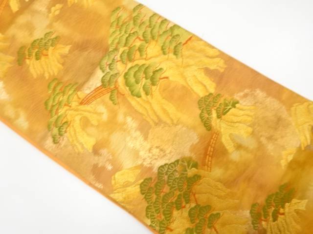 岩に松・橋模様織り出し　袋帯【中古】【着】 宗sou
