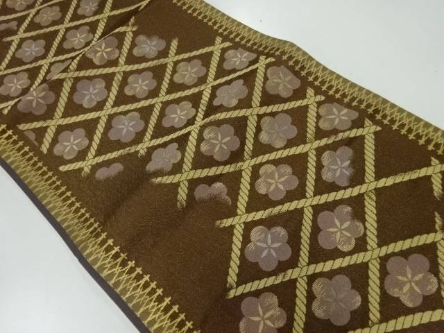 襷に花模様織出し袋帯【中古】【着】 宗sou