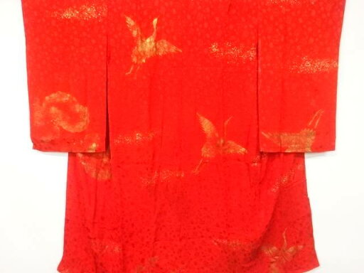 金砂子雲に鶴模様長襦袢【アンティーク】【中古】【着】 宗sou【Pnt】 金砂子雲に鶴模様長襦袢【アンティーク】【中古】【着】 宗sou【Pnt】