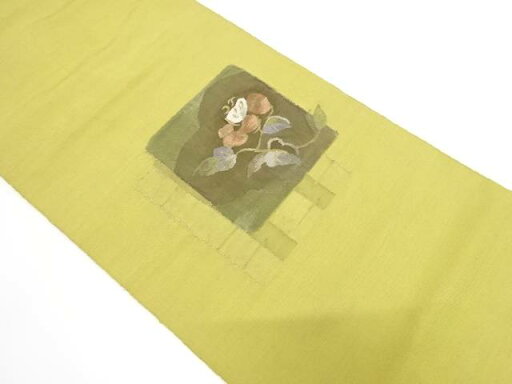 枡に花模様織り出し 紬 名古屋帯【中古】【着】 宗sou 枡に花模様織り出し 紬 名古屋帯【中古】【着】 宗sou